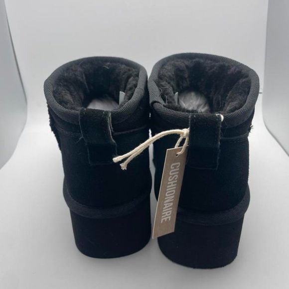 CUSHIONAIRE Women's COZY Genuine Suede pull on platform boot BLACK 5 - Picture 4 of 6